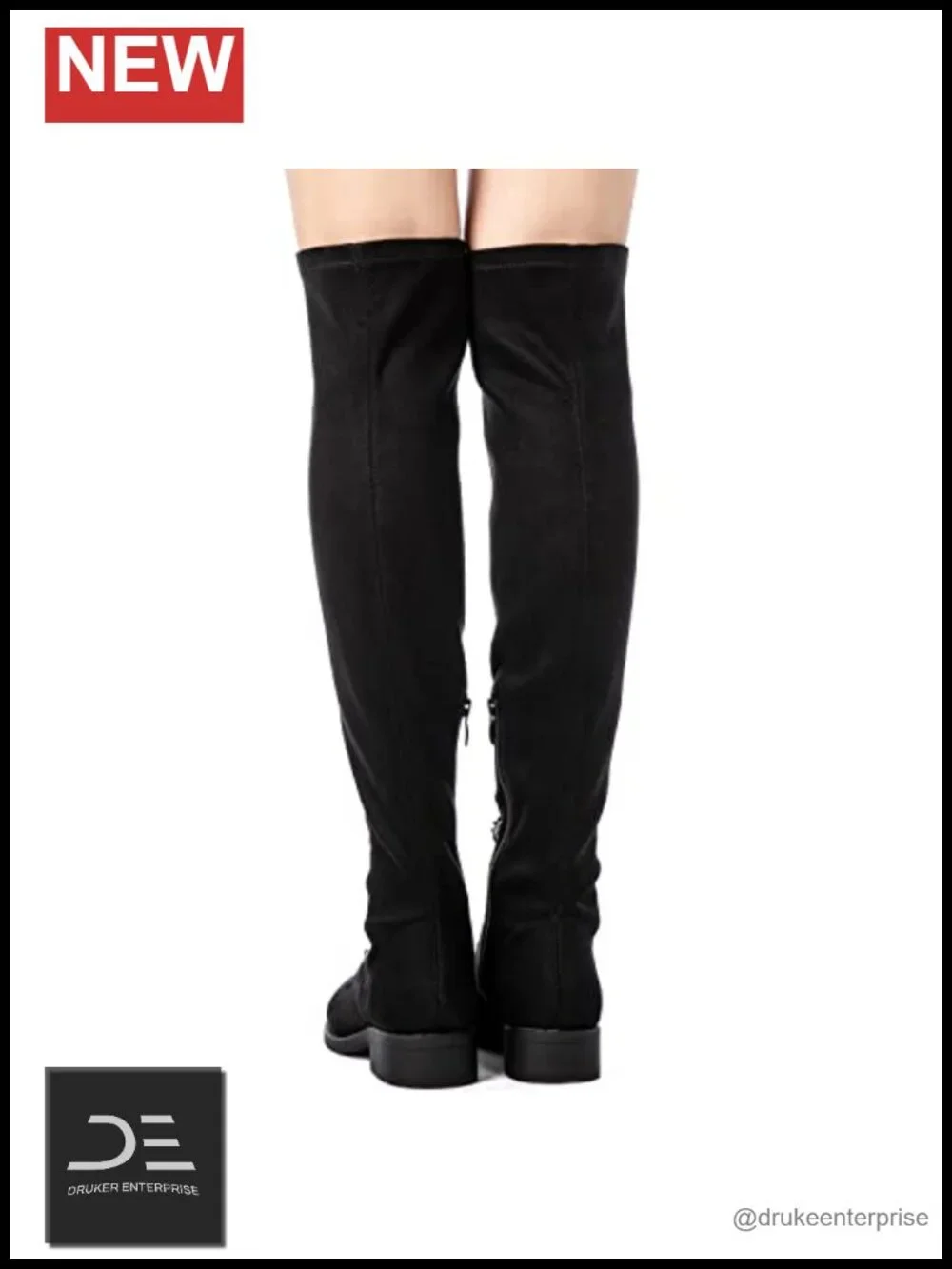 Over the Knee Thigh High Boots for Women Side Zipper Lace-Up Design Microfiber